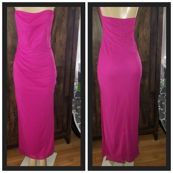 XinFSh Women's Strapless Bodycon Ruched Vintage Open Back Boned Corset Dress med - Picture 5 of 16